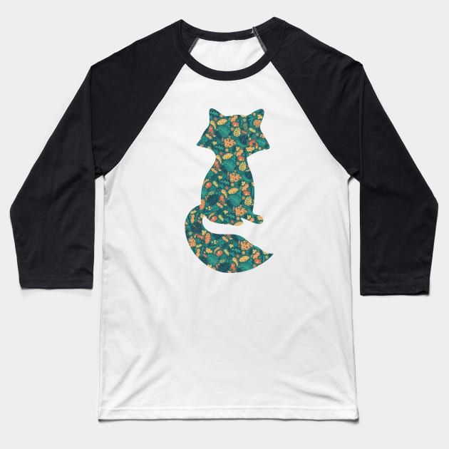 Foxes in a Colorful Jungle With Flowers - Silhouette Baseball T-Shirt by zorrorojo